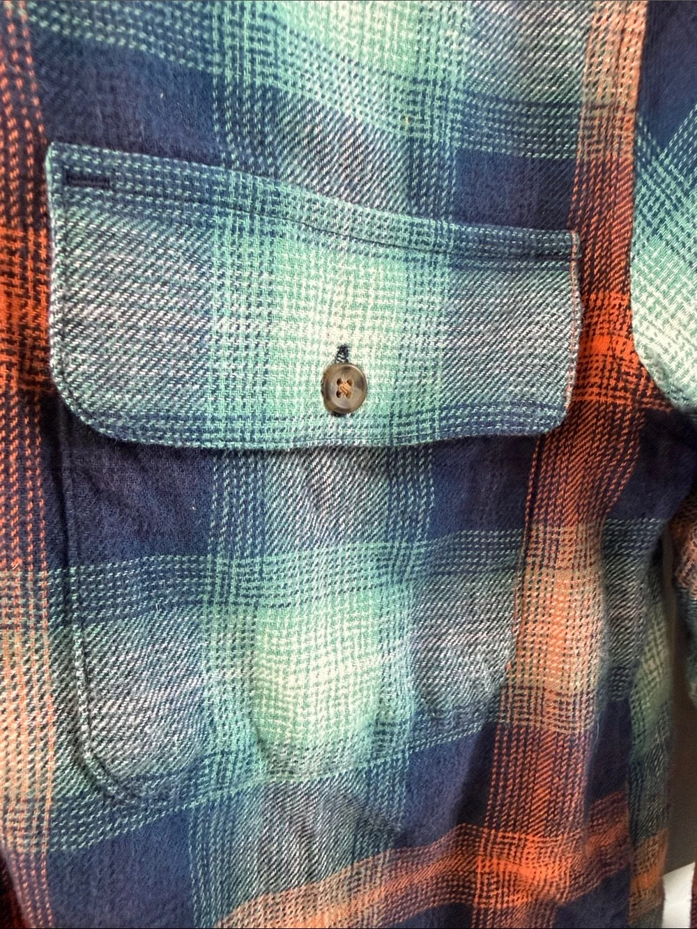 Old Navy Boy’s Plaid Button-Down 100% Cotton Shirt in Blue & Orange